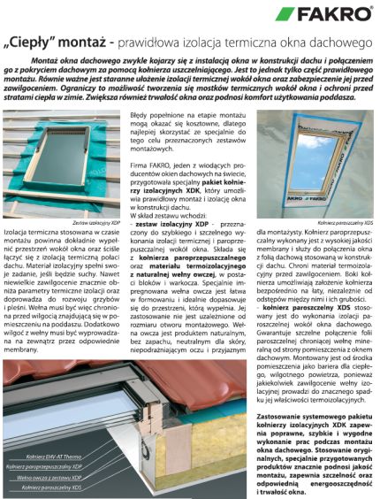 Fakro - ciepły montaż okna dachowego