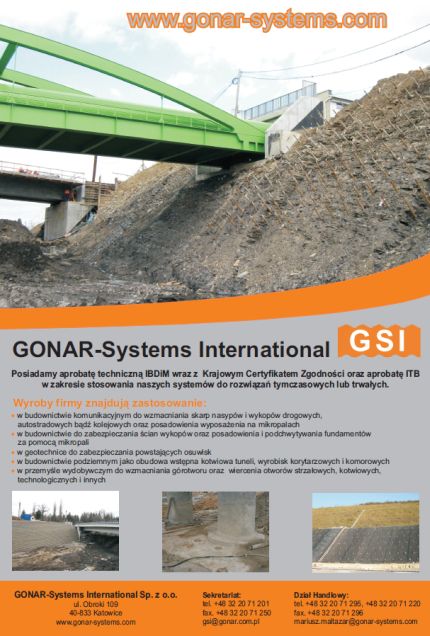 Gonar Systems - produkty do wzmacniania skarp i nasypów