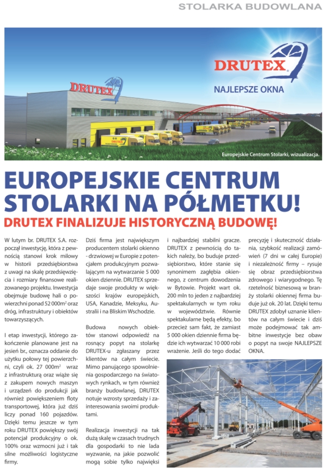 Europejskie Centrum Stolarki na półmetku! Drutex finalizuje historyczną budowę!